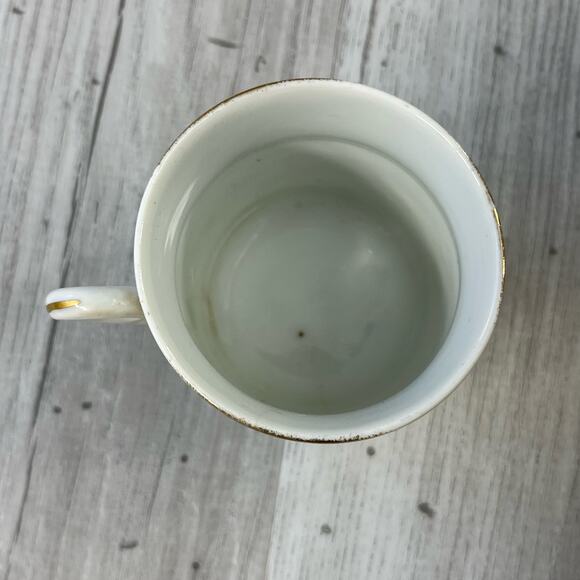 Vintage White Pink Floral Accent Gold Trim Coffee Tea Mug Cup Decor - Picture 5 of 8